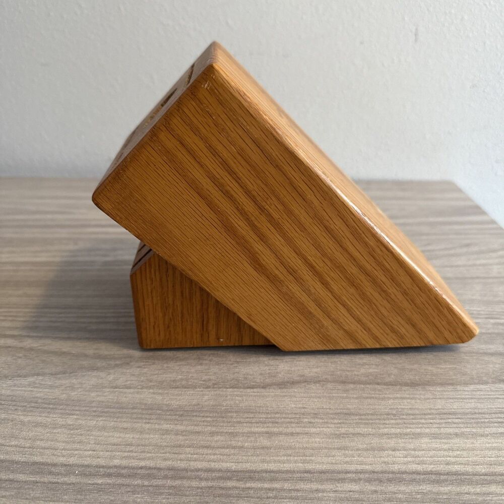 Cutco‎ 10 Slot Knife Block Honey Oak Holds 9 Knives + Sharpener Hole Made in USA - Picture 4 of 8